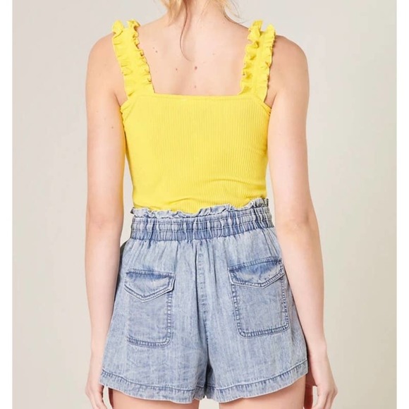 NEW Sugarlips High Roller Ruffle Strap Coastal Granola Rib Knit Tank - Picture 2 of 7